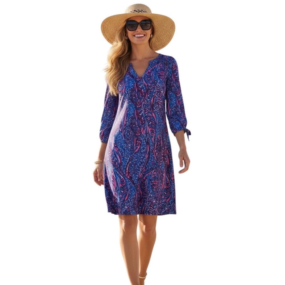 Lilly Pulitzer Women's Cath Dress (Blue Flare Always‎ Pawsitive)  Size XXS